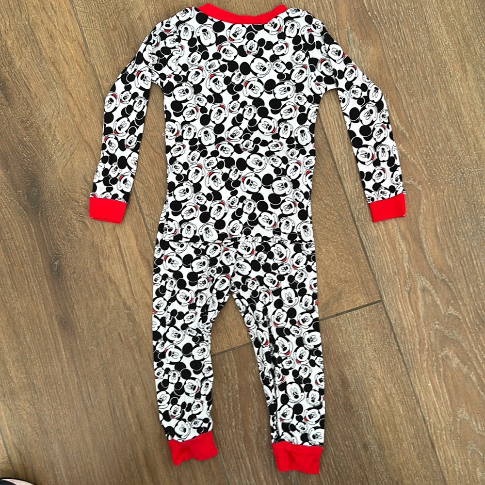 Disney Mickey Mouse pajamas. Size 3 T. Color black, red and white.